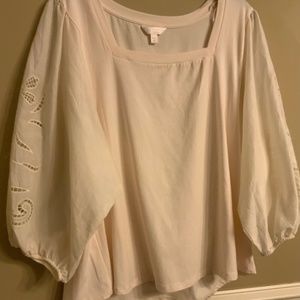 NWT Lauren Conrad XXL Long Balloon Sleeve Bare LinenBlouse